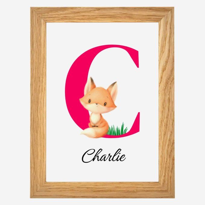 CADRE + initiale + prénom + illustration au choix - 18/24 cm